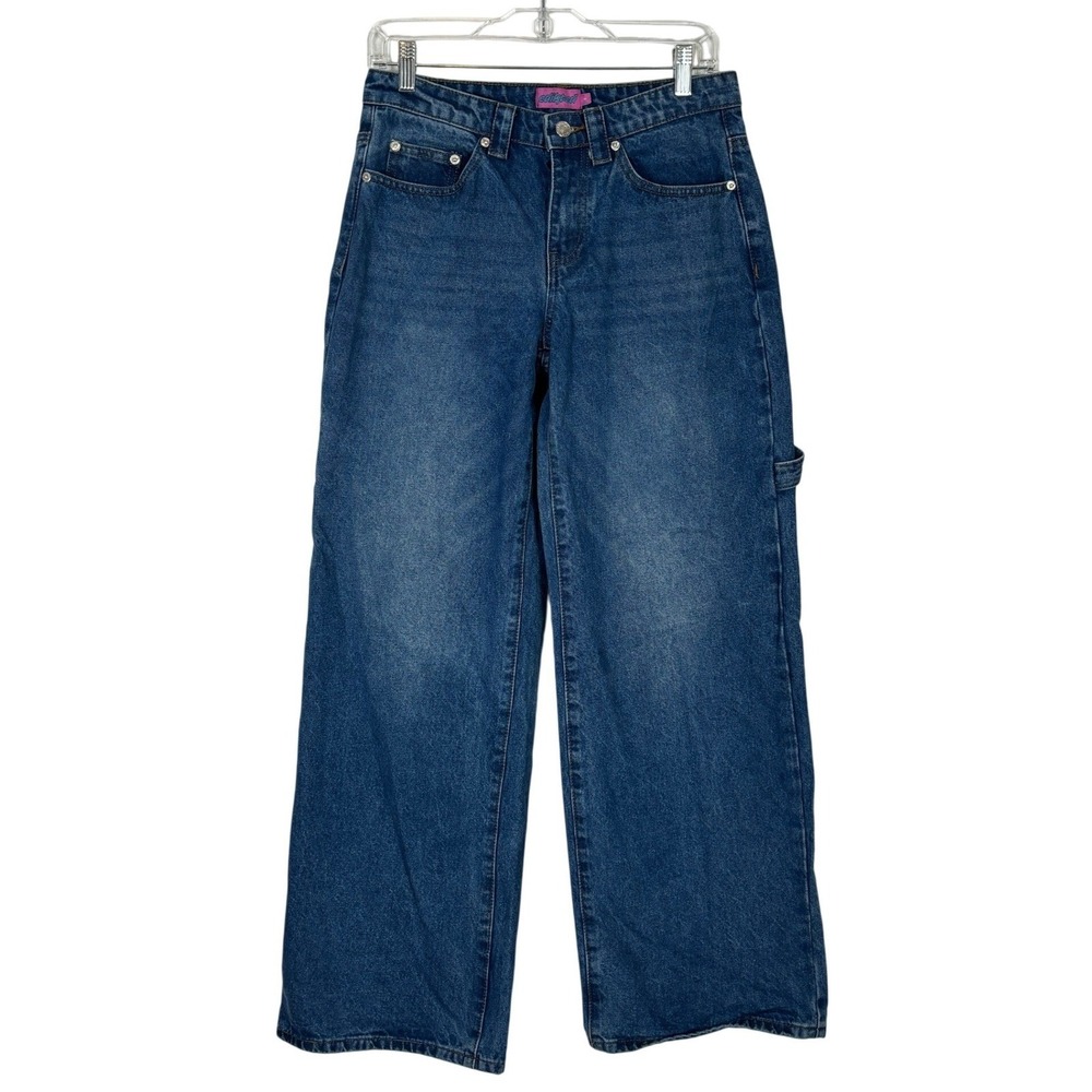 Edikted Carpenter Jeans Blue Wide Leg Utility Streetwear Denim Womens Small